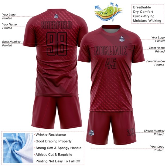 Maglia da calcio personalizzata Crimson Black Geometric Shapes Sublimation