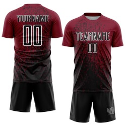 Maglia da calcio personalizzata Crimson Black-White Abstract Fragment Art Sublimation Uniform